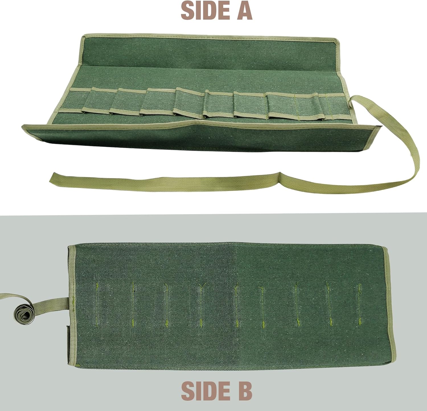 Canvas Portable Tool Roll Bag, Garden Storage Bag Roll Up Tool Bag, Multifunctional Tool Bag Organizer for Gardener Mechanic Electrician