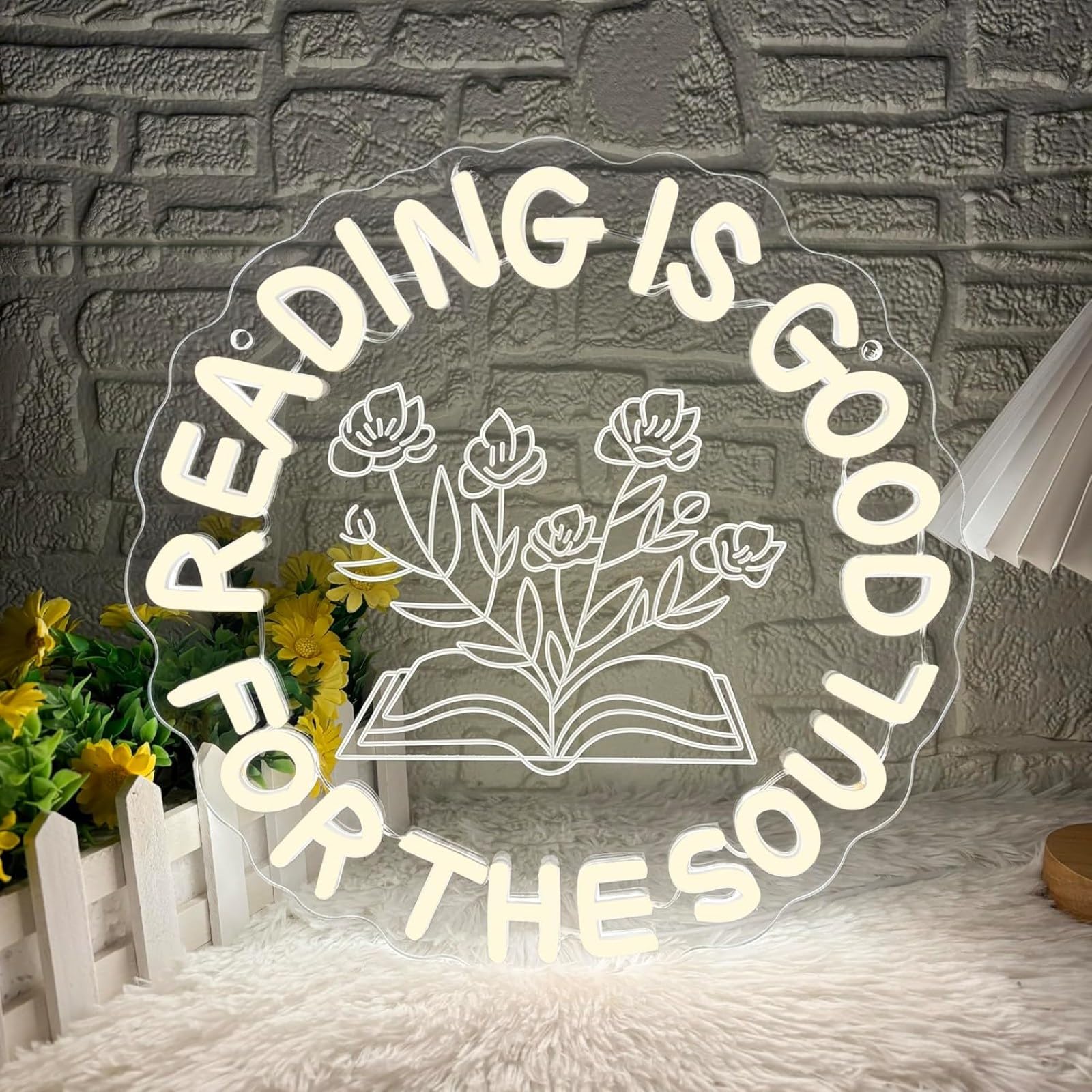 Read Soul LED Neon Signs Welcome Class Art Lamps Dimmable Acrylic Lights for Bedroom Classroom School Library Book Store Wall Decor