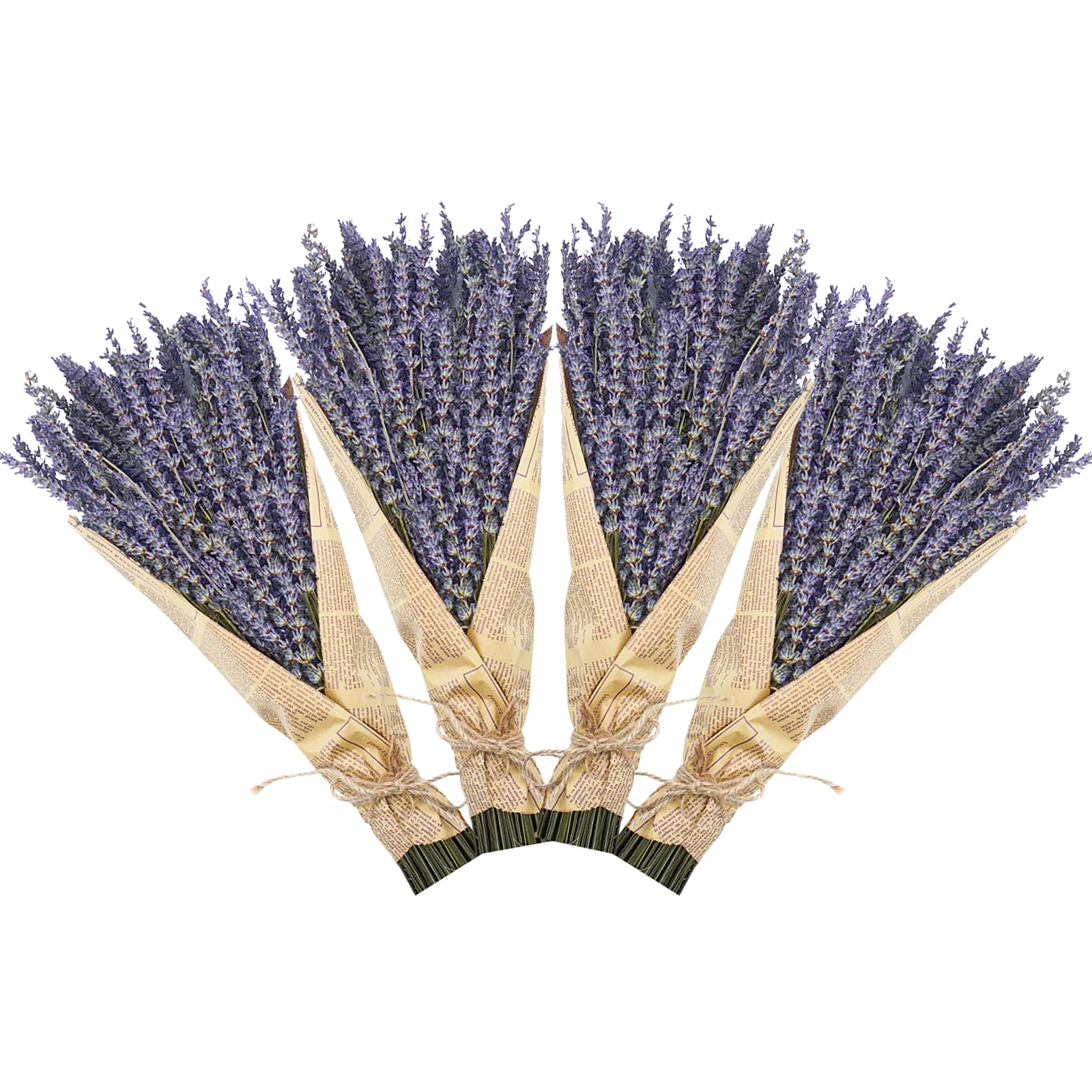 Uieke Dried Lavender Bundles, Natural Dried Lavender Flowers 280-300 Stems 16“ for Home Weeding Decoration Flower Arrangements Photo Props Home Fragrance 4 Bundles