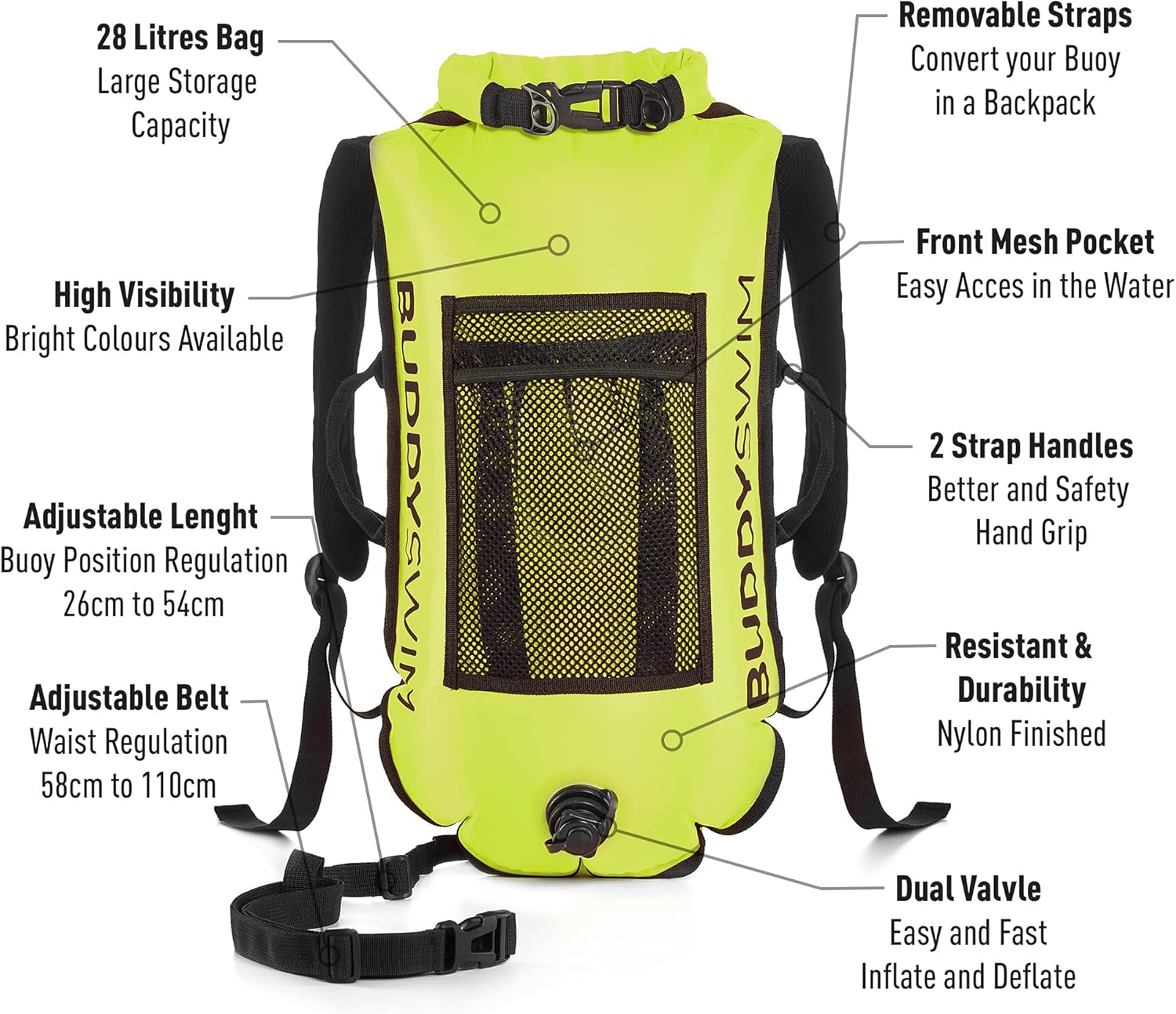 Boya Drybag Buddyswim Backpack mochila de seguridad nadadores en aguas abiertas Boya Drybag Buddyswim Backpack mochila de seguridad nadadores en aguas abiertas