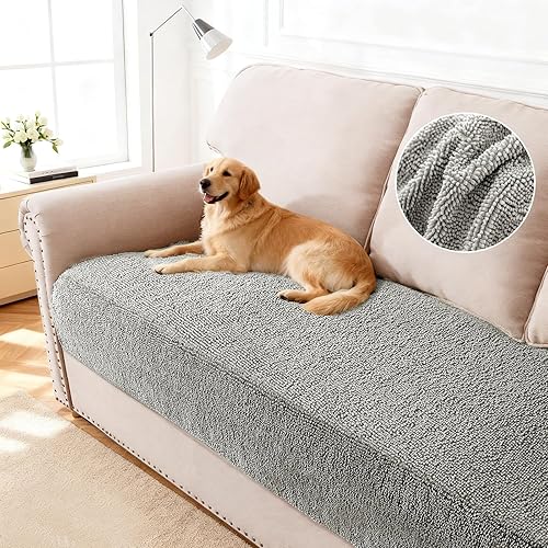 Miniatura 13 de Turquoize Funda de sofá de chenilla antideslizante para perros, funda gruesa y suave para sofá, fundas de cojín lavables para mascotas, protector de