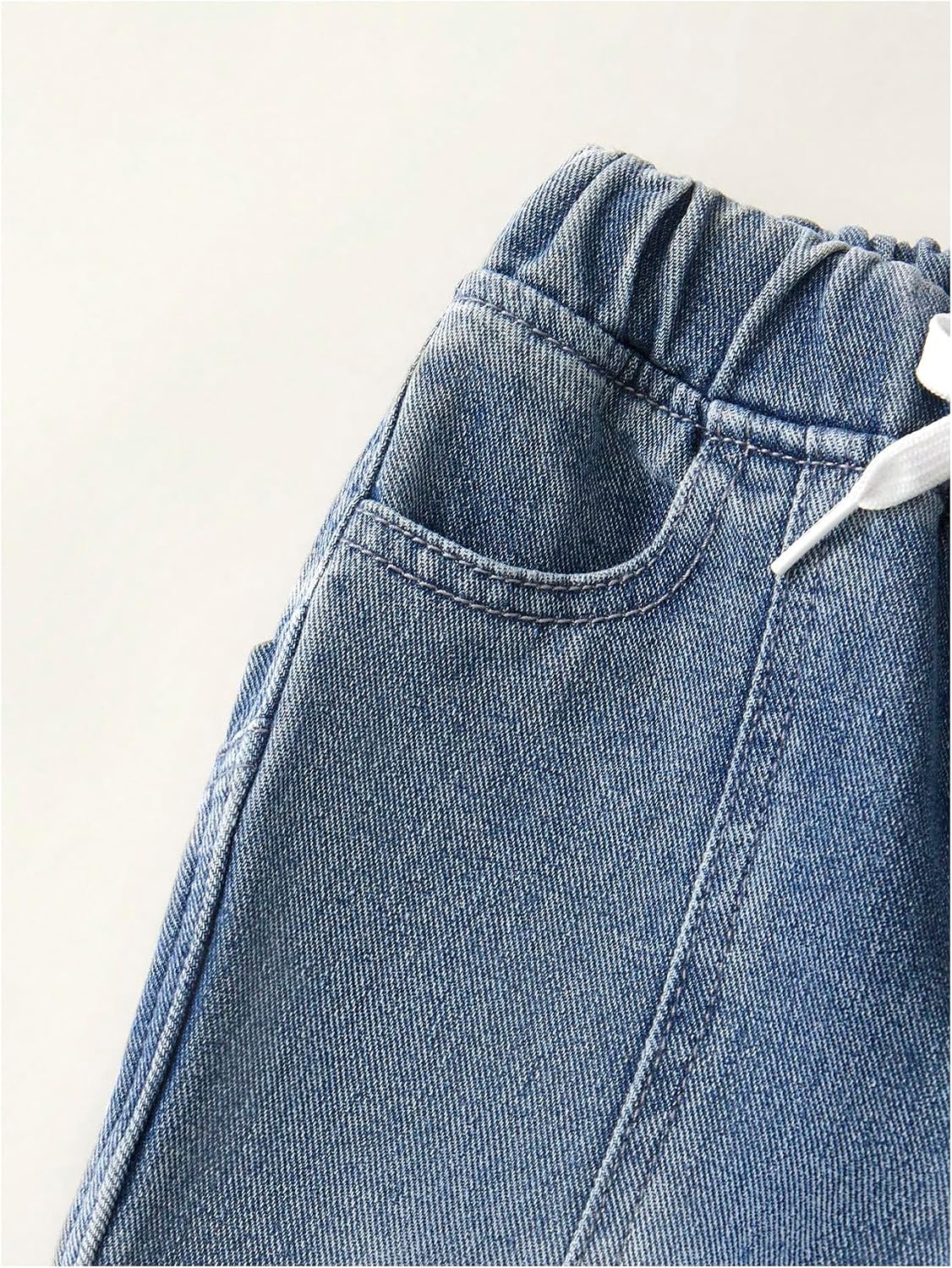 GORGLITTER Boy's Denim Jeans Pants Elastic Waist Letter Patched Jogger Pant with Pockets