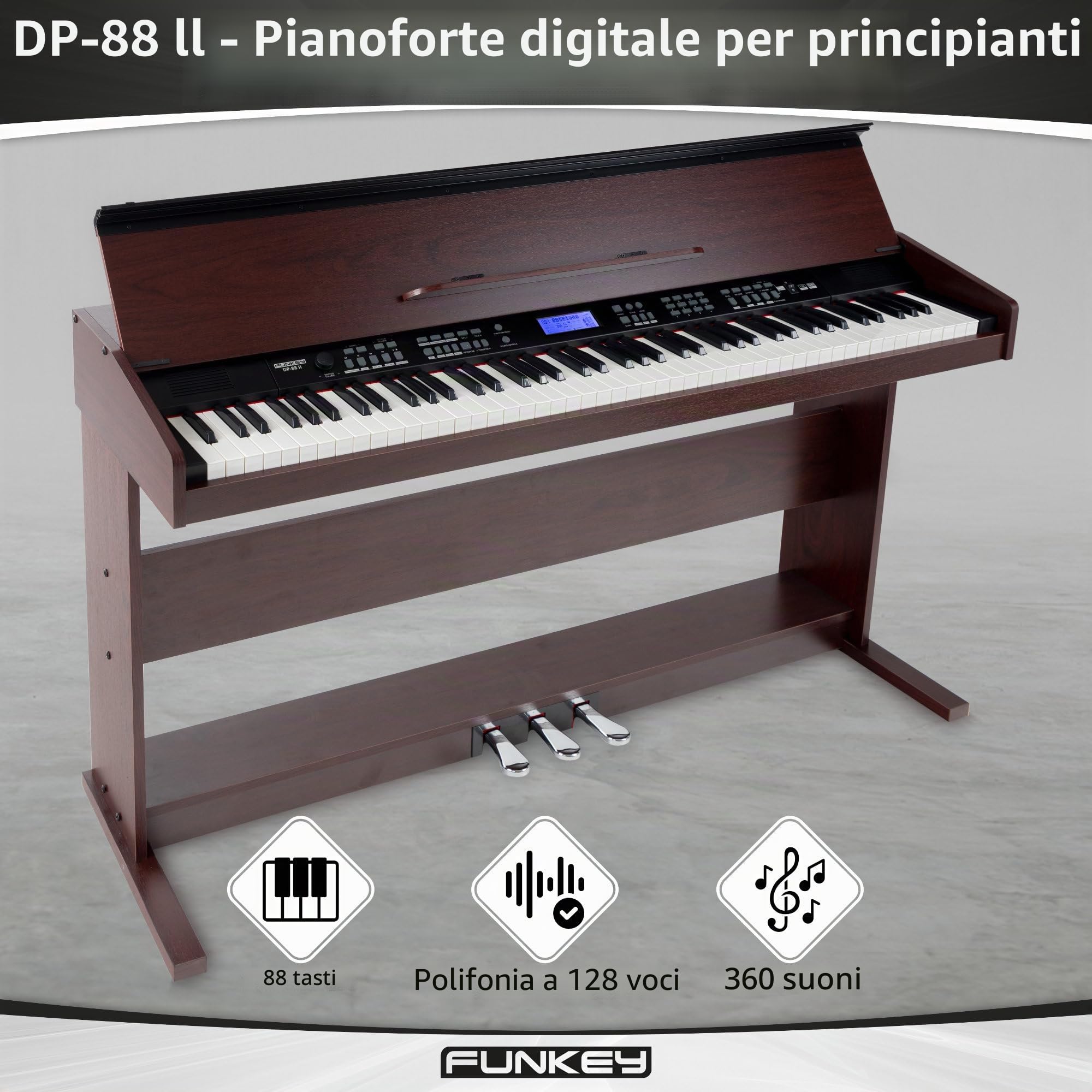 FunKey DP-88 II Pianoforte digitale marrone
