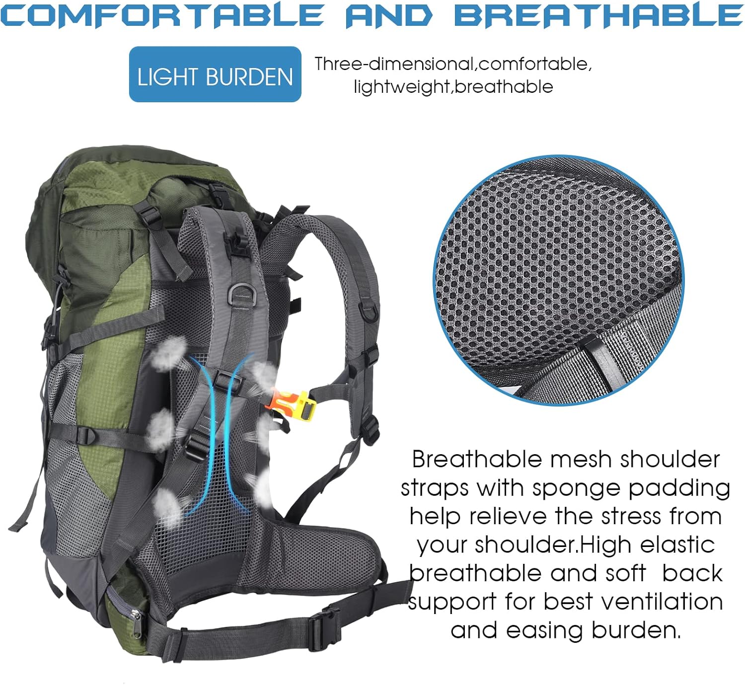 JWL Sports Waterproof Internal Frame Hiking Backpack 60L Travel Backpack Outdoor Daypack for Climbing Camping Touring Mountaineering Fishing