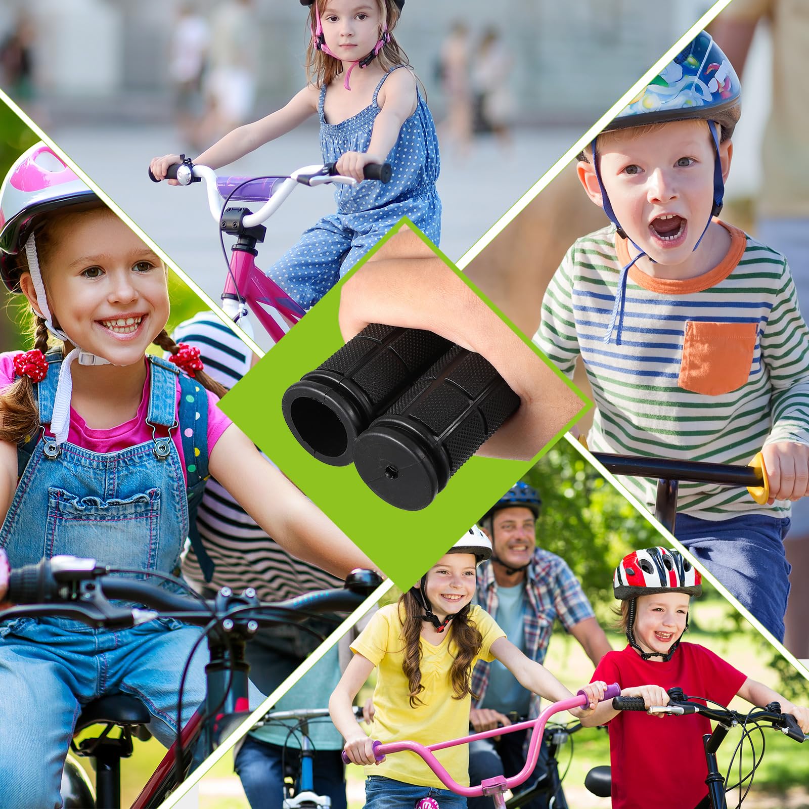 Fahrradgriffe für Kinder, rutschfest, Gummi, Schwarz, Ersatz-Fahrradgriffe für Mädchen und Jungen, Dreirad, Rollstuhl, Mountainbike, BMX, MTB, 48 Stück
