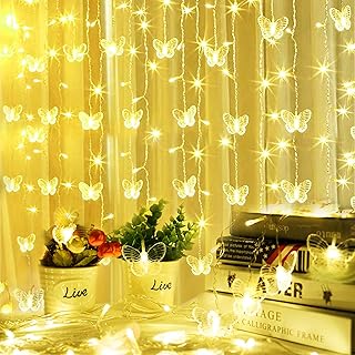 Butterfly Curtain Fairy Lights USB Plug in,8 Modes 120 LED 14.7FT Firefl...