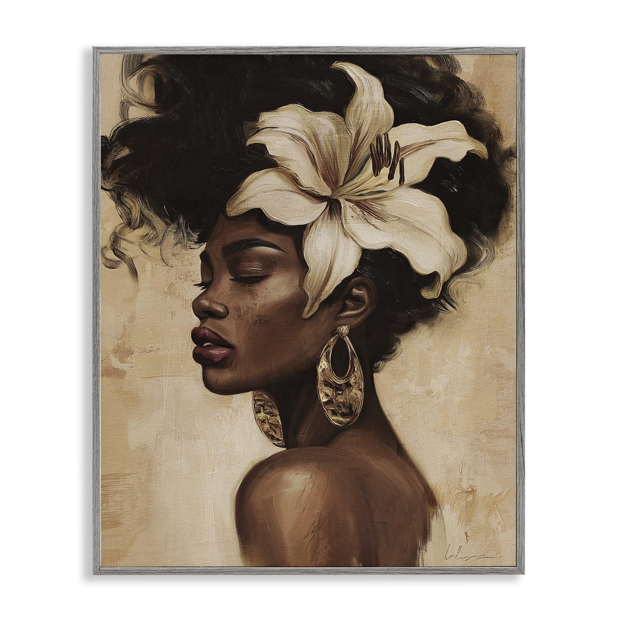 Stupell Industries Farmhouse Gray (Textured) Nocturne In Ivory Floral Portrait, 24 X 30 Inch Framed Giclée Print