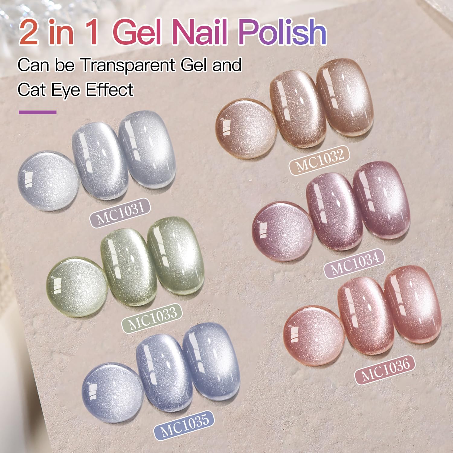 Cat Eye Lot De 6 Vernis à Ongles Gel UV Avec Paillettes