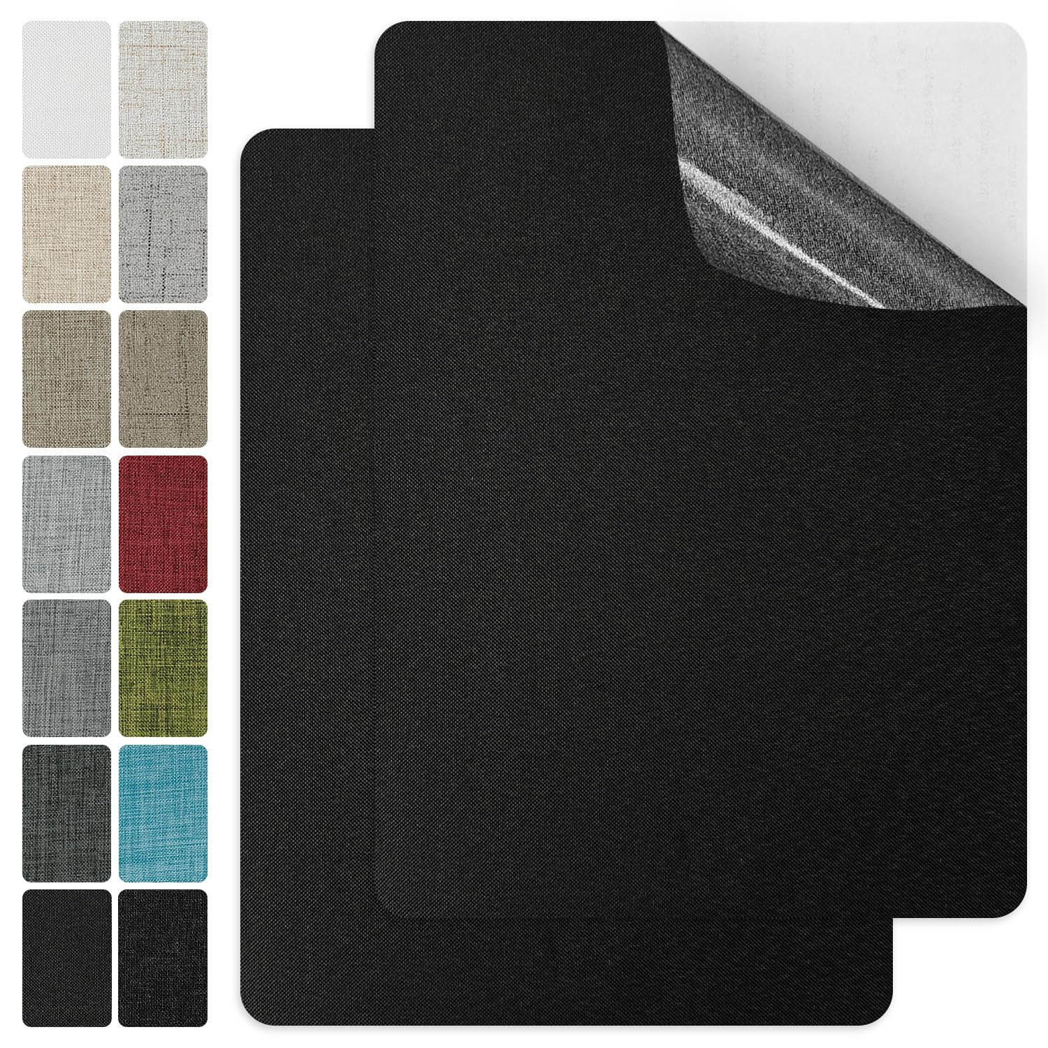 J.CARP 2Pcs Self-Adhesive Coarse Linen Patches, Linen Repair Patches, Large Linen Repair Patches for Repairing Sofas, Chairs, Clothes Made of Linen (8 * 11 inches-2PCS Black)