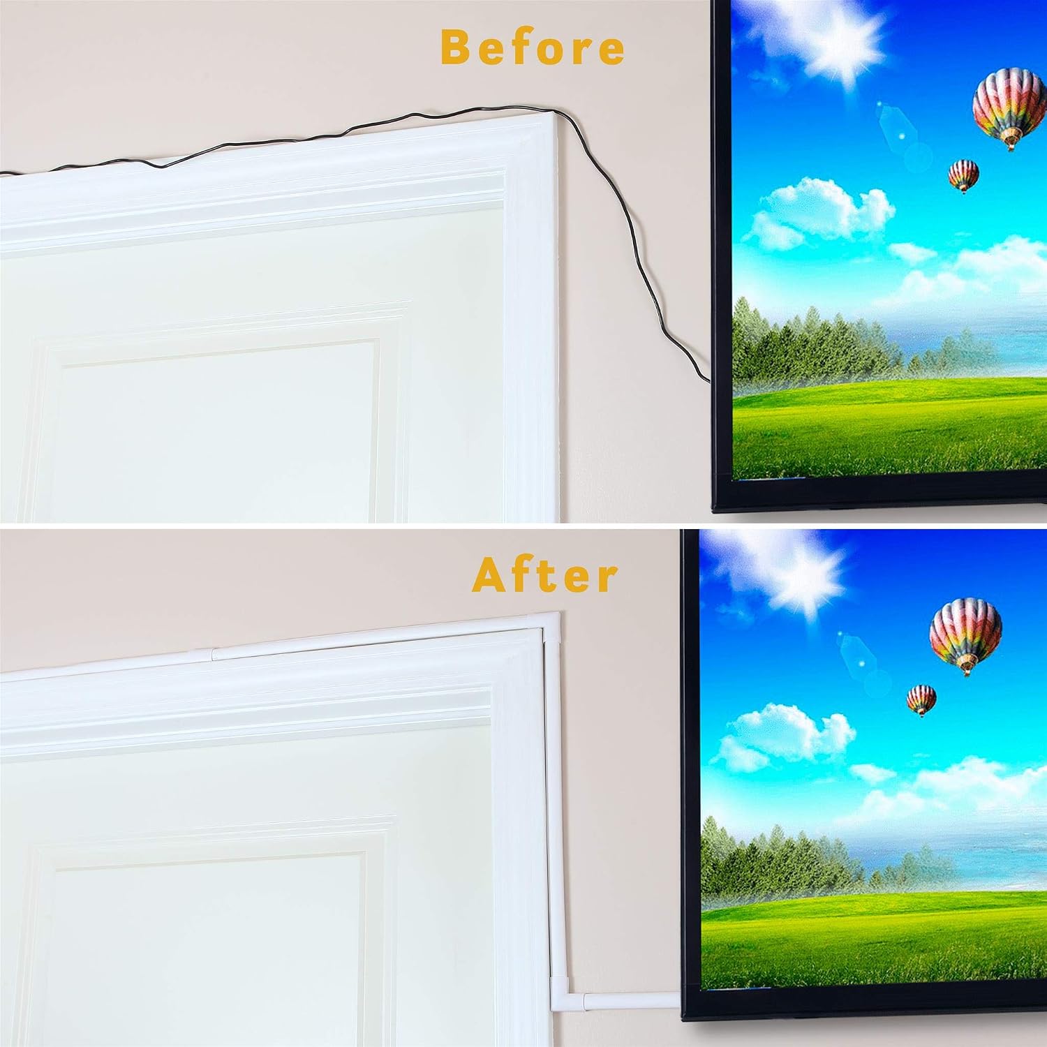 Cord Concealer II One-Cord Raceway Kit - SimpleCord 128" Cable Management System for Hiding Power Cord, Speaker Wire, or TV Cables in Home or Office