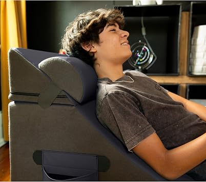 Jaxx Flexx V-Tex Convertible 3 in 1 Gamer Chair, Table, Ottoman w/Adjustable Headrest & Pocket - Vinyl Black