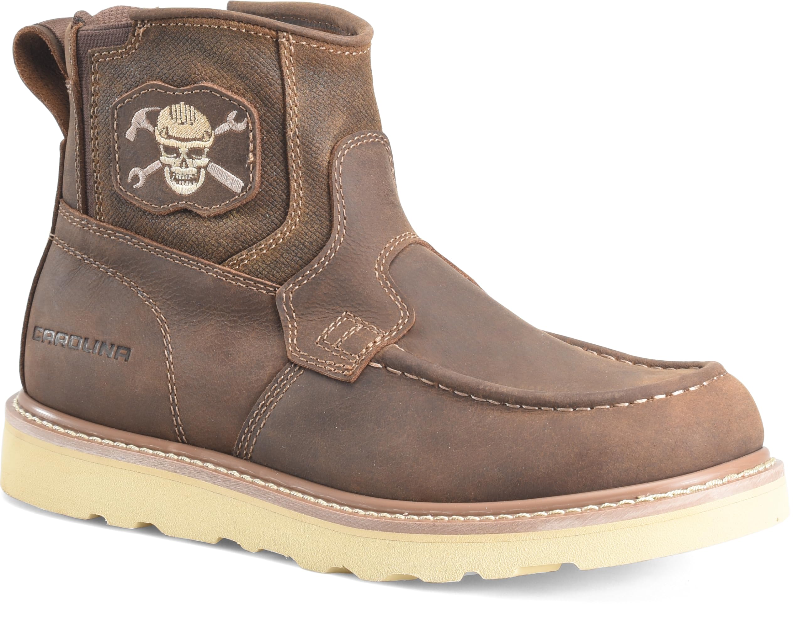 Carolina Men's 6" Flatiron Moc Toe Wedge Work Boot - Durable with Slip-Resistant Sole and Cushioned Insole