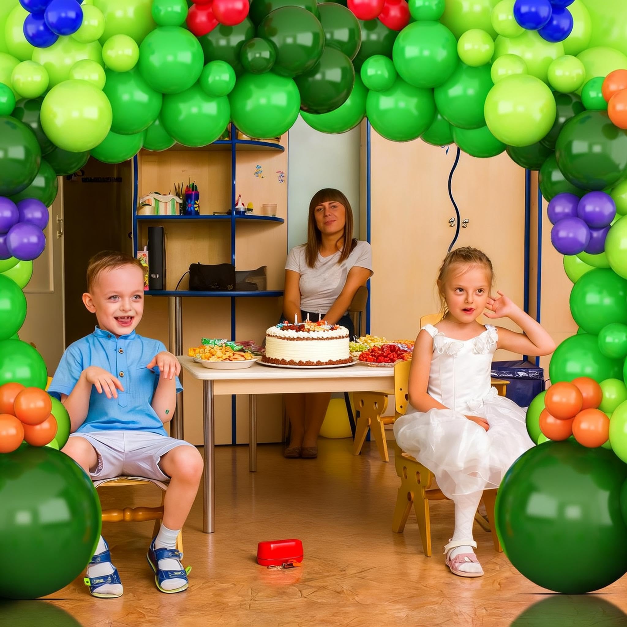 Kit de arco de guirnalda de globos de tortuga, globos de fiesta verde