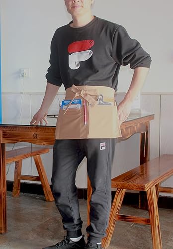Miniatura 4 de Resist water 3 big Pockets Waist Server Apron Kitchen Restaurant Unisex Half Aprons