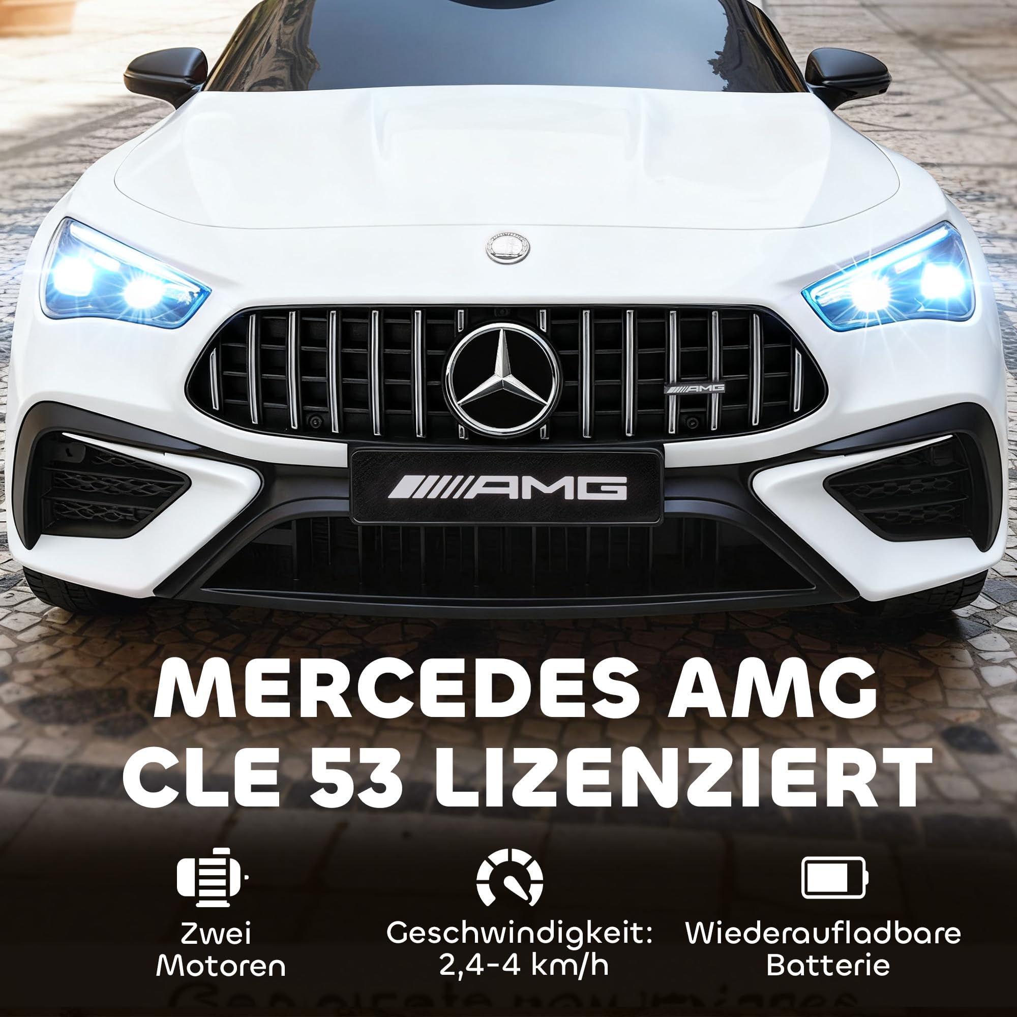 AIYAPLAY Elektryczny samochód dla dzieci 12V z pilotem 2,4 GHz, 2 silniki, pojazd dla dzieci z muzyką, MP3, płynnym startem/stopem, klaksonem, zawieszeniem, światłami LED, kółkami pomocniczymi, dla