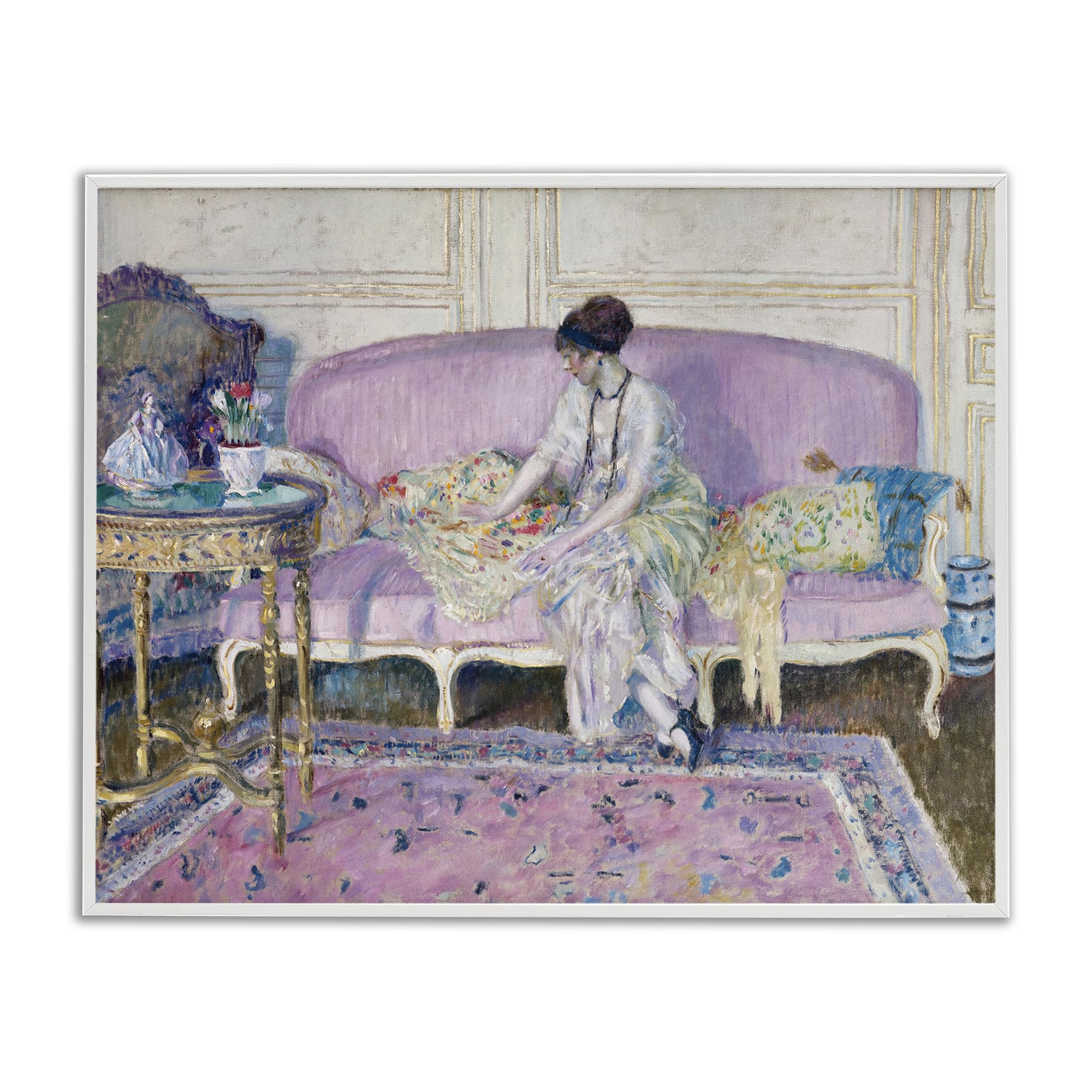 Affiche encadrée femme assise canapé Stupell Industries cadre noir