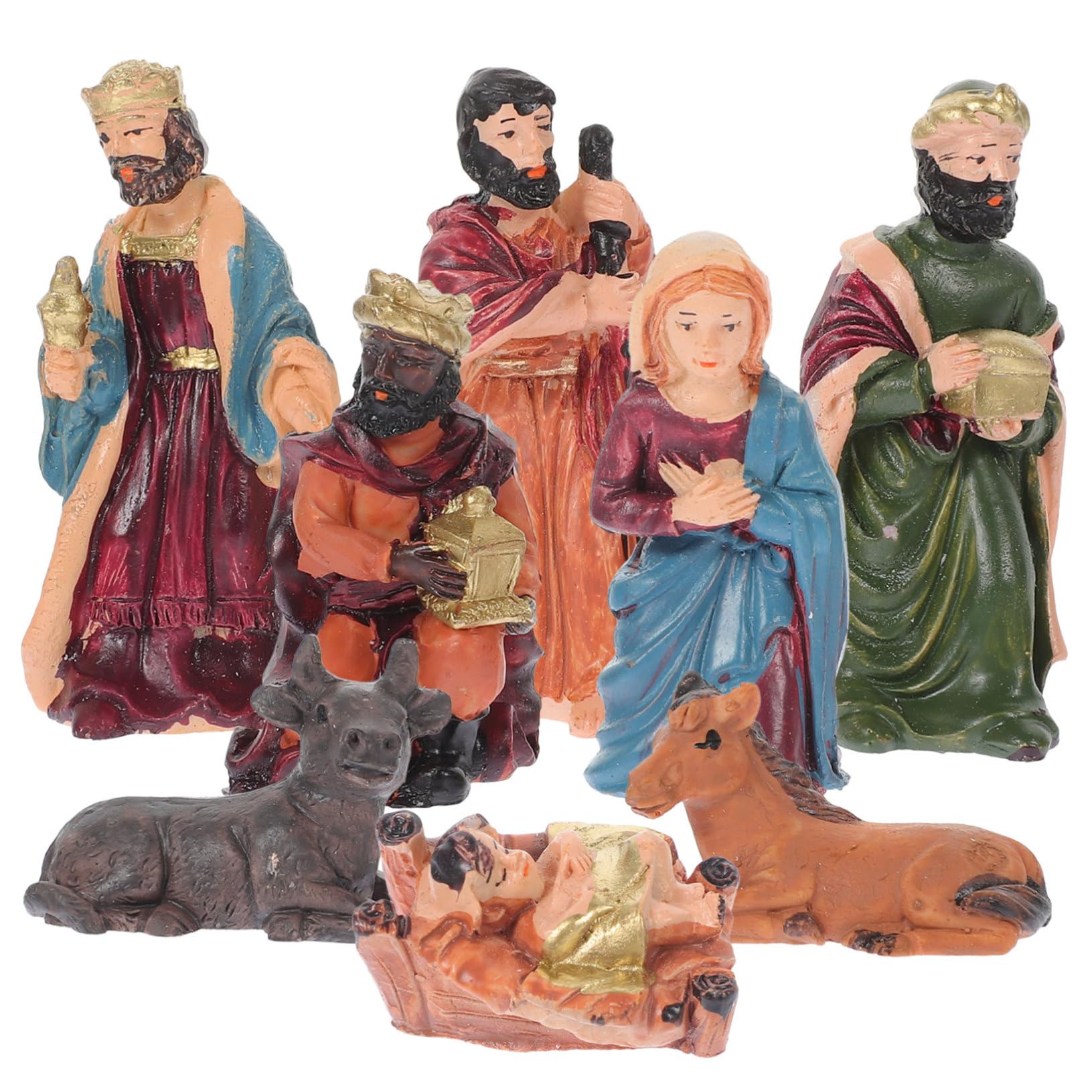 PRETYZOOM 1set Nativity Jesus Figurines Christmas Ornaments for Indoor Decoration Detailed Nativity Scene Housewarming and Religious Celebrations