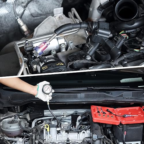 Miniatura 14 de Kit de probador de compresión automotriz de 9 piezas y probador de bujías, herramientas de prueba universales de motor de automóvil y motocicleta