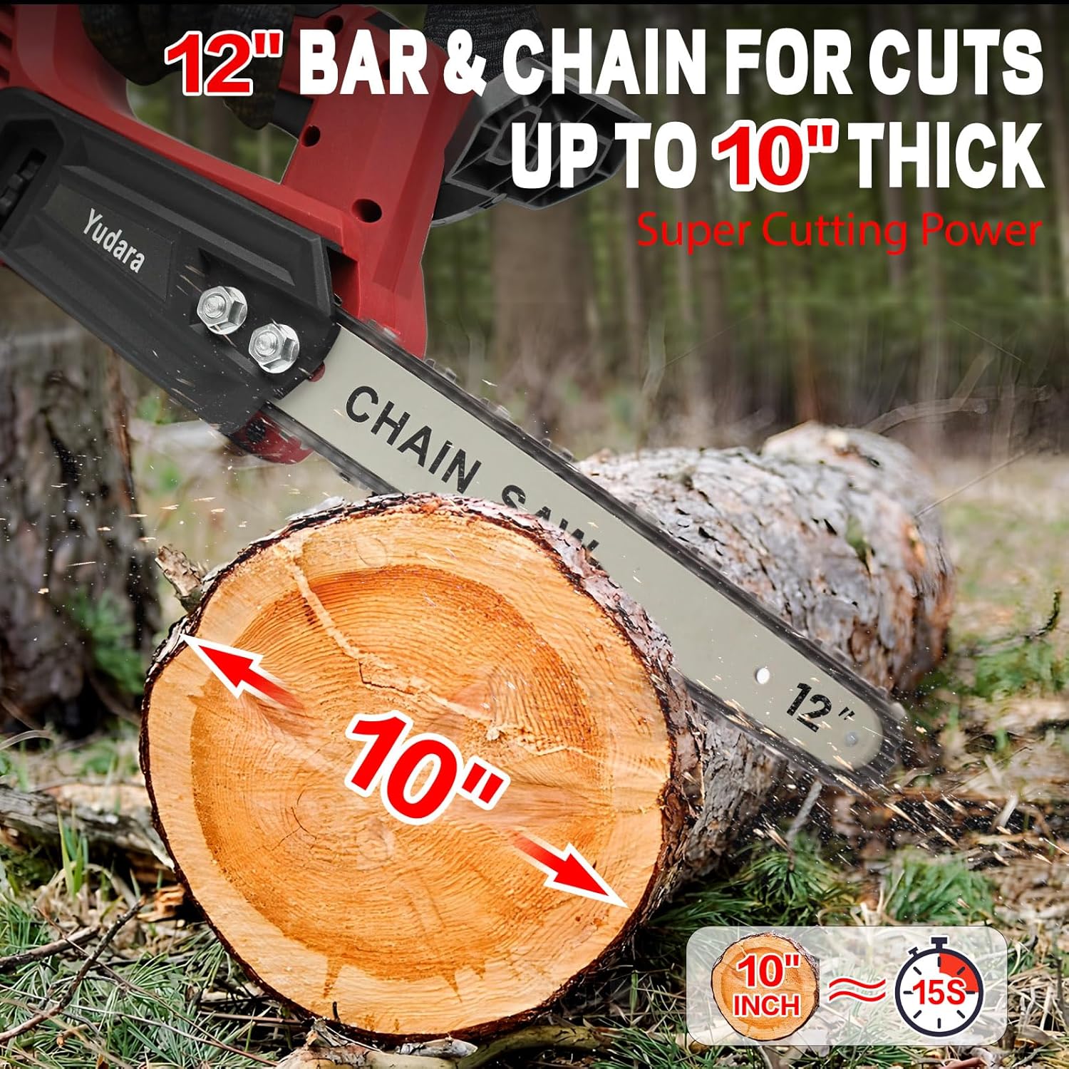 Cordless 12" Brushless Chainsaw for Milwaukee M18 18v Battery, 12 Inch & 10Inch Brushless Electric Chainsaw with Security Lock & Auto Lubrication for Wood Cutting Tree Trimming (Tool Only)