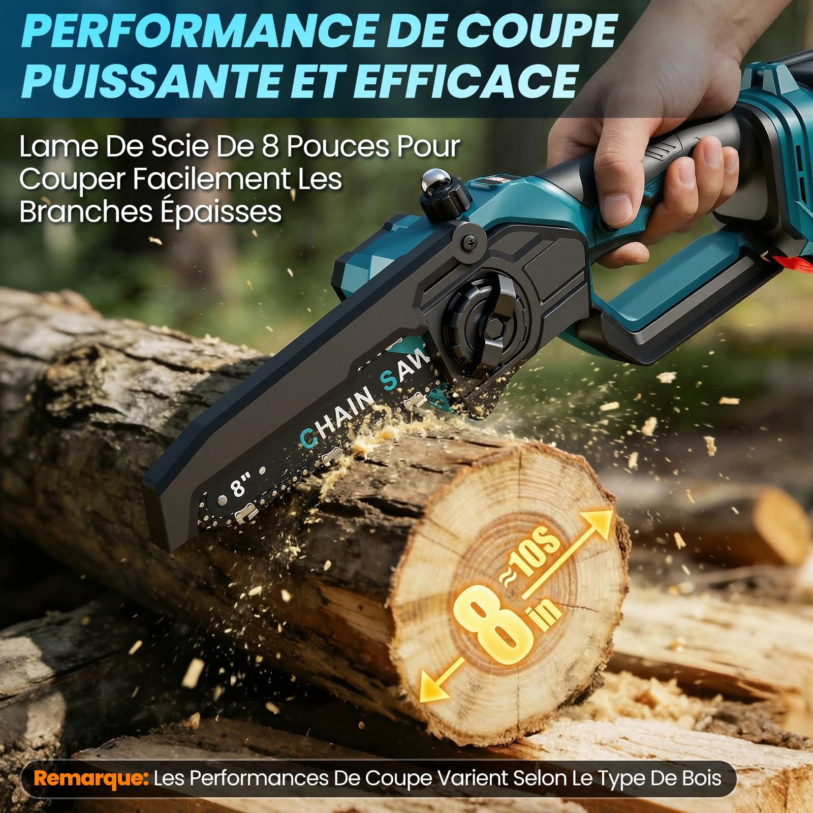 Anbull 2-en-1 Elagueuse Sur Perche Electrique, 8" Mini-Tronconneuse telescopique, 1200W Moteur Brushless, 2×4000 mAh Batteries, Portée 4,8 m, Idéale Pour Arbres Et Branches