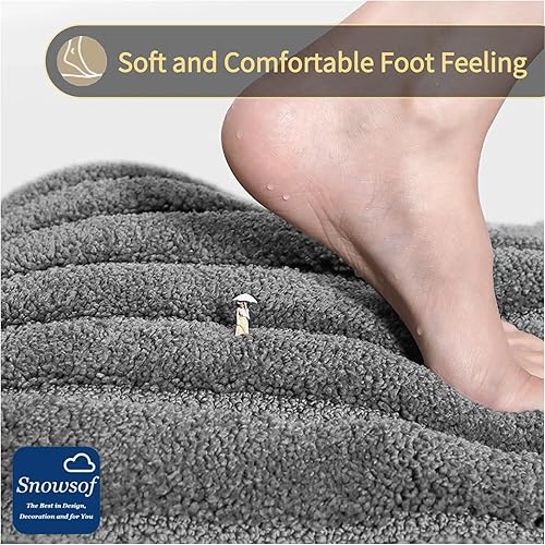 Miniatura 6 de Alfombras de baño de lujo, 0.78 pulgadas de grosor, extra suaves, absorbentes, no se desprende, se lavan a máquina, alfombra de felpa lanuda