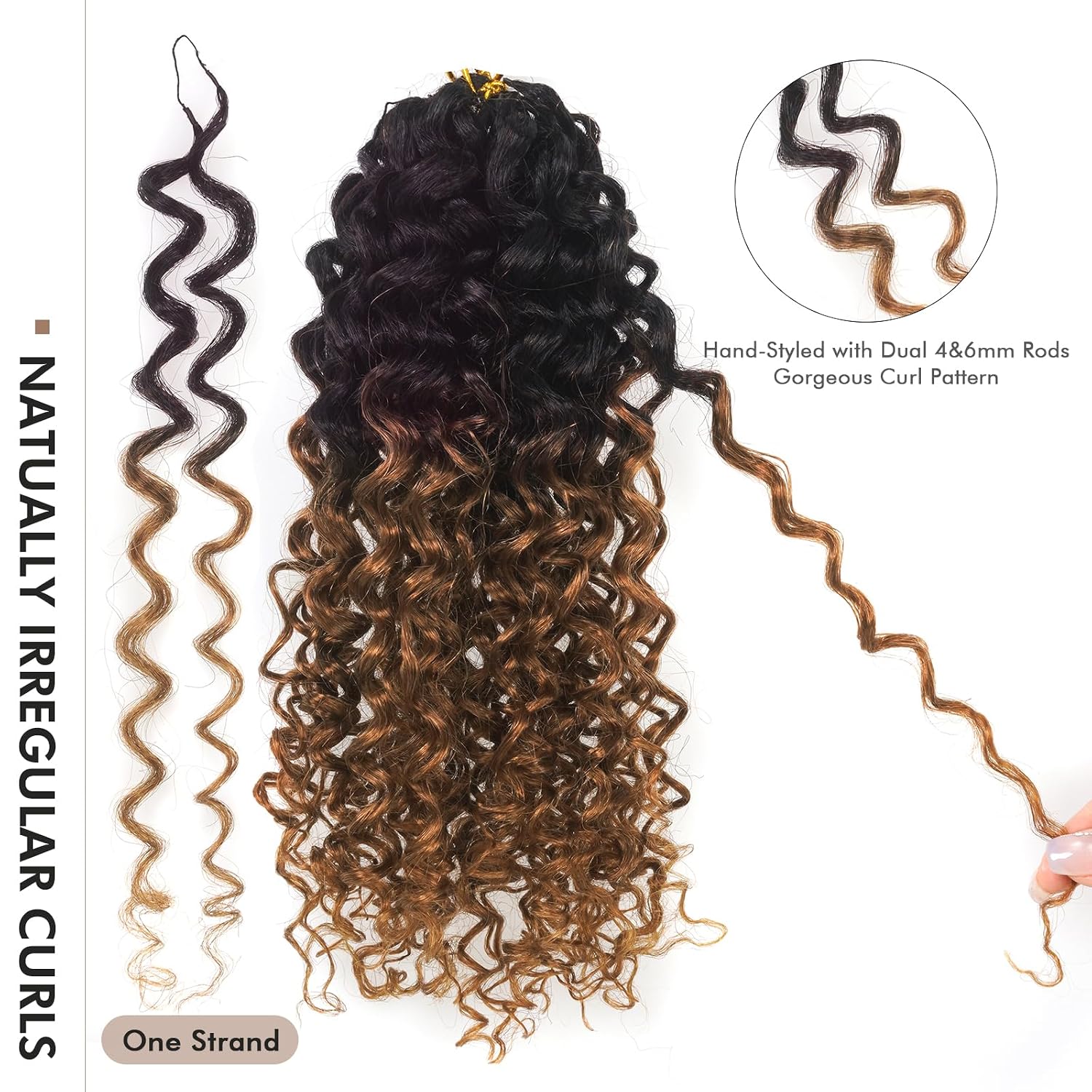 ToyoTress Kinky Curly Crochet Human Hair - 10 Inch 50G Miracle Knots Feather Crochet Hair For Black Women Ombre Brown Invisible Knotless Human Braiding Hair (10 Inch, OT2/30-50G)