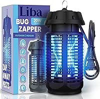 LiBa Electric Bug Zapper Outdoor Indoor 4000V 20W IPX4 Waterproof Mosquito Fly Killer 1600 Sq Ft Patio Backyard