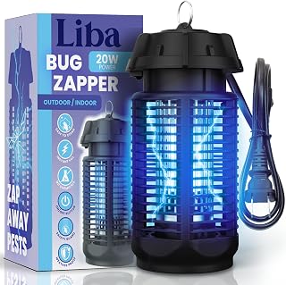 LiBa Electric Bug Zapper Outdoor Indoor 4000V 20W IPX4 Waterproof Mosquito Fly Killer 1600 Sq Ft Patio Backyard