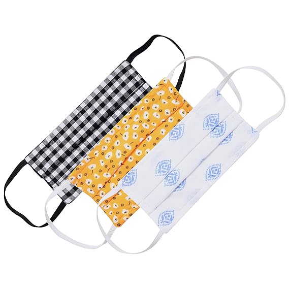 FUNKRAFTS Reusable 100% Cotton 3 Layer Cloth Protection Face Mask For Kids Pack of 3(Multicolor)