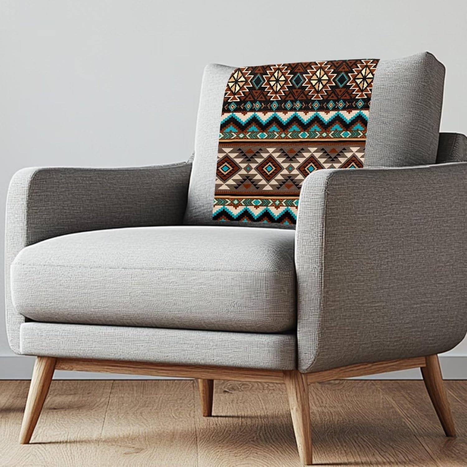 Aztec Recliner Headrest Cover Fabric Sofa Headrest Slipcovers Pet Scratch Resistant Couch Headrest Covers Furniture Protector for Recliner Leather Sofa Couch Set of 2