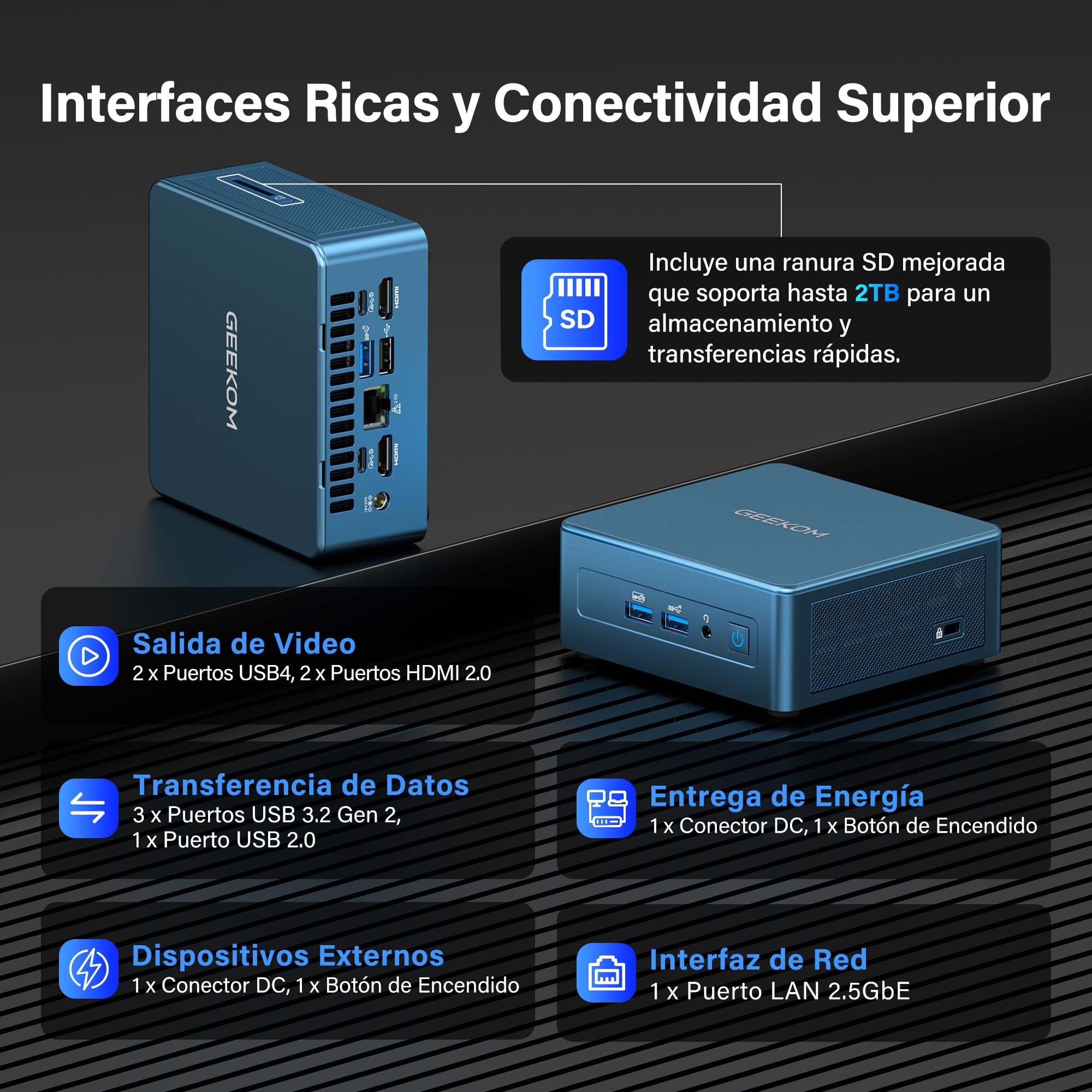GEEKOM IT12 Mini PC 2026 Edition con Intel i5-12450H, 16GB RAM + 512GB SSD | Mini Ordenador con LAN de 2.5 Gbps, Iris Xe 8K, USB4, Mini PC Empresarial para Servidor Plex y Teletrabajo