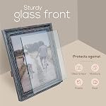 Truu Design Weathered Picture Frame, Distressed Wooden Look for Wall or Tabletop Display, Lightweight Photo Frame with Glass Cover, 8" x 10", Gray