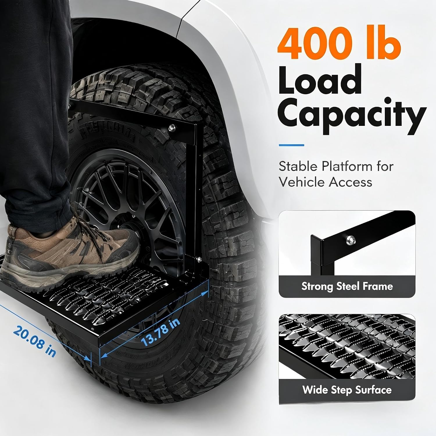 Tire Step 400-lb Heavy-Duty Folding for Truck SUV Semi