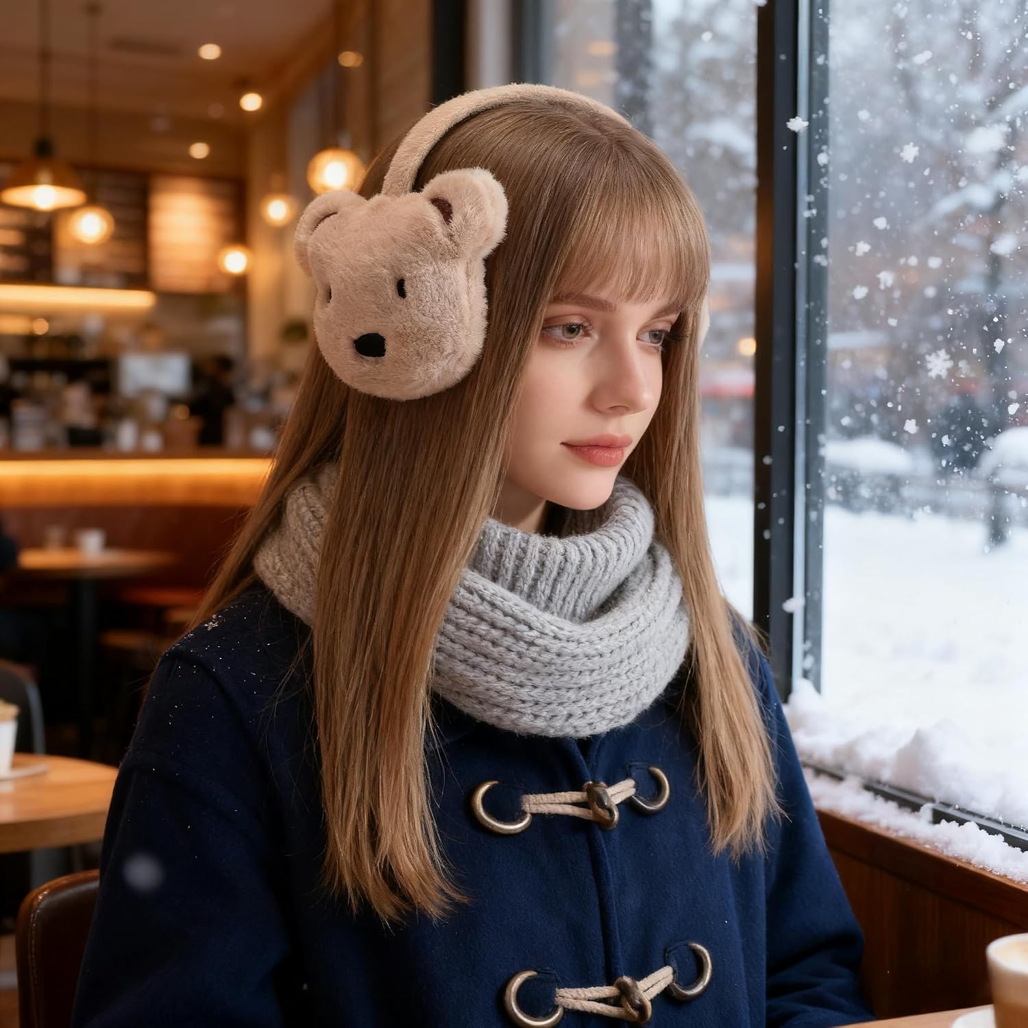 Ear Muffs for Winter Girls Boys, Faux Fur Earmuffs, Fluffy Little Bear Ear Warmers, Foldable Ear Warmer Earmuffs for Womens And Boys