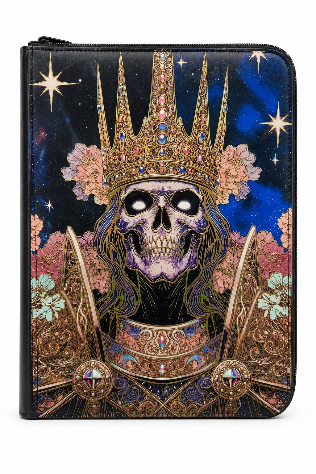 Jeweled Skull Monarch - Raccoglitore per carte collezionabili con 9 tasche, con cerniera, per 360 carte