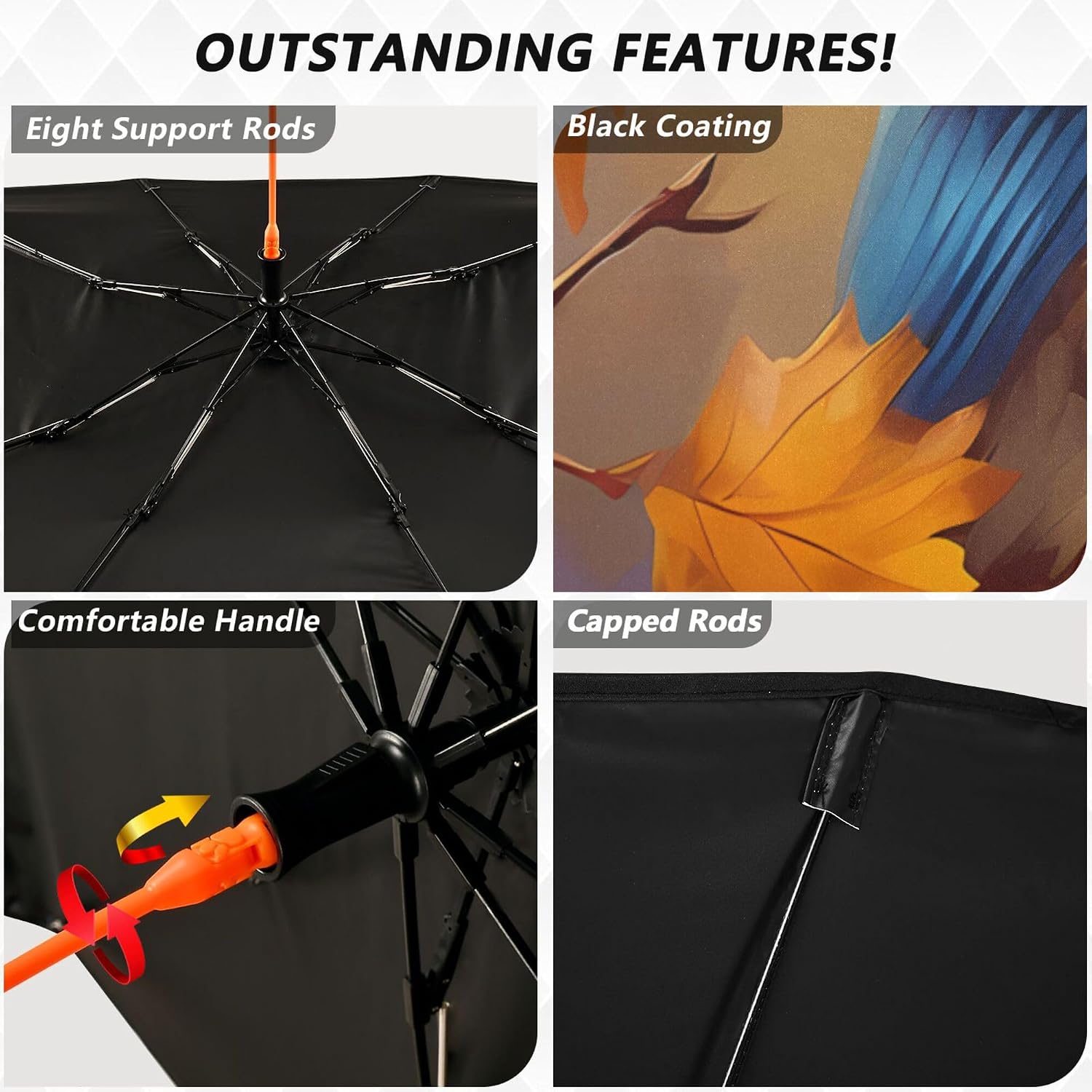 Car Umbrella Sun Shade Cover, Birds and Maple Leaves Umbrella Sun Shade for Car Truck Window Front Windshield, Blocks UV Rays Sun Visor Protector Sun Heat Reflector to Keep Your Vehicle Cool
