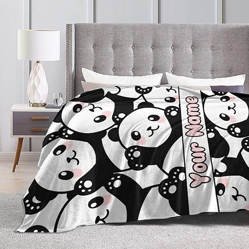 Miniatura 6 de Manta de panda personalizada con nombre para niños y niñas, diseño personalizado de lindo panda impreso para niños, regazo, silla, manta de regalo,