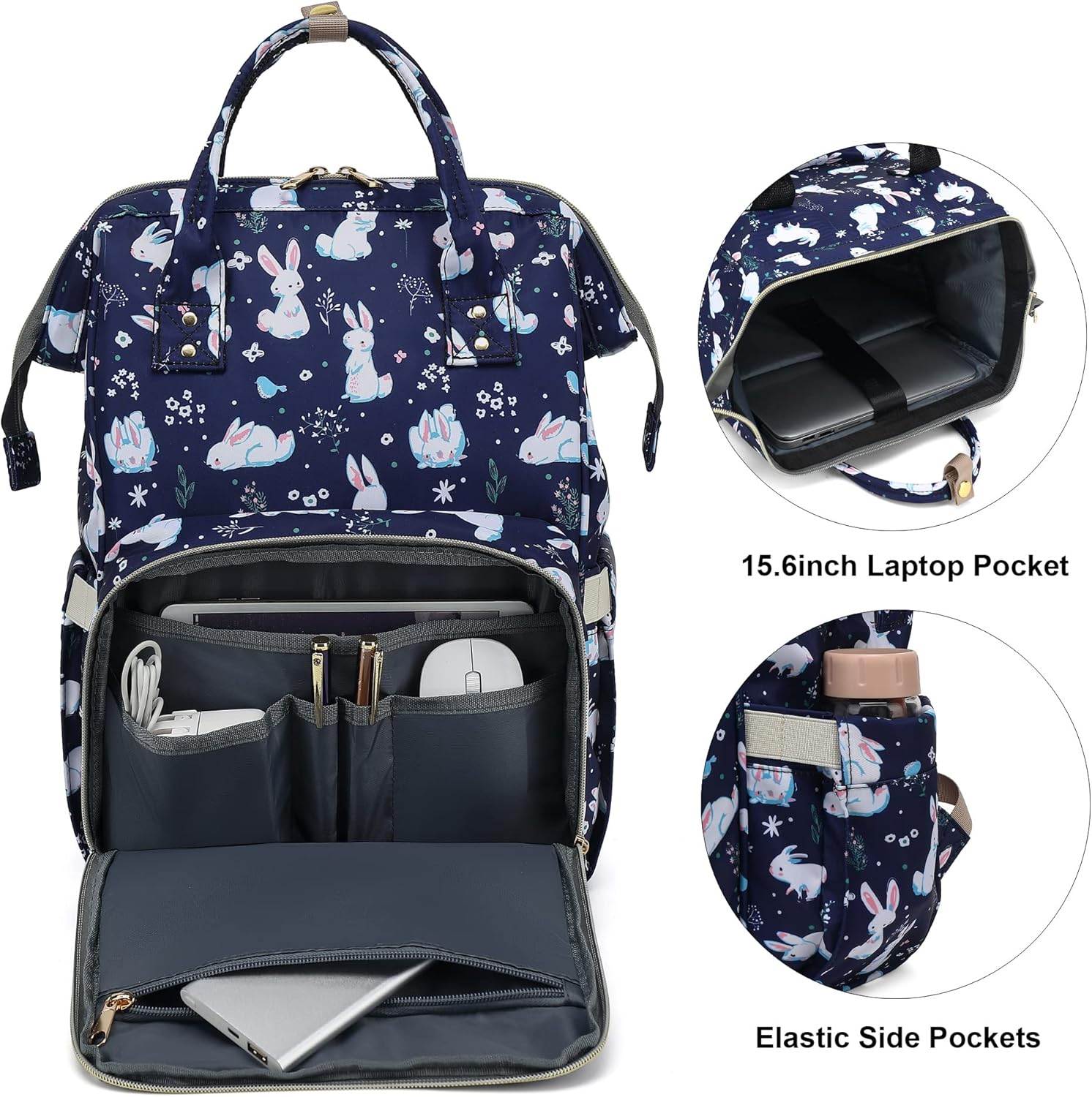 Bunny Laptop Backpack for Womens Girls, College Backpacks School Bag Bookbag 15.6 Inch Computer Backpack - Image 2