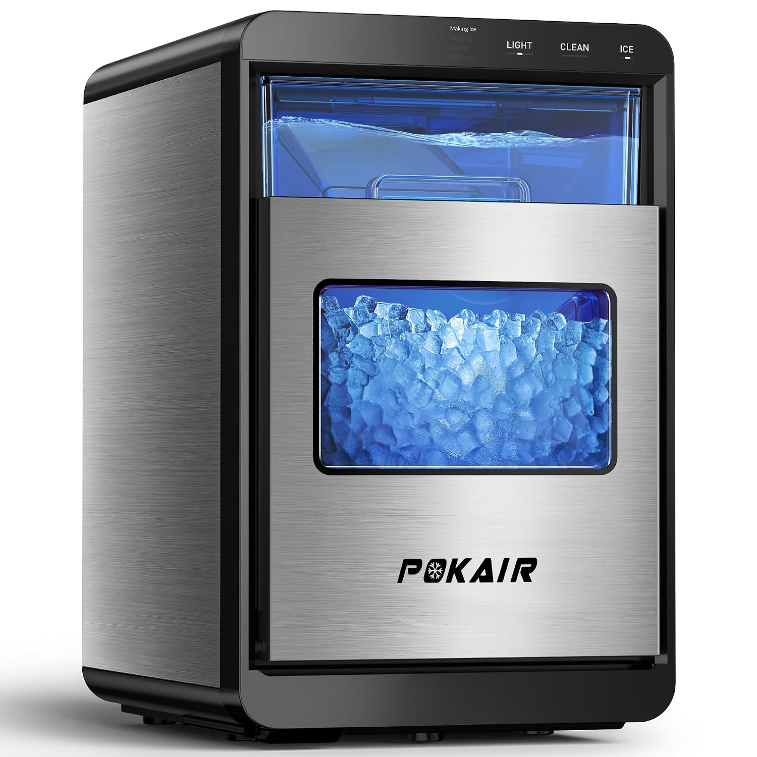 POKAIR Ice Maker, Nugget Ice Maker 44lbs/Day, Instant Ice & Self-Cleaning
