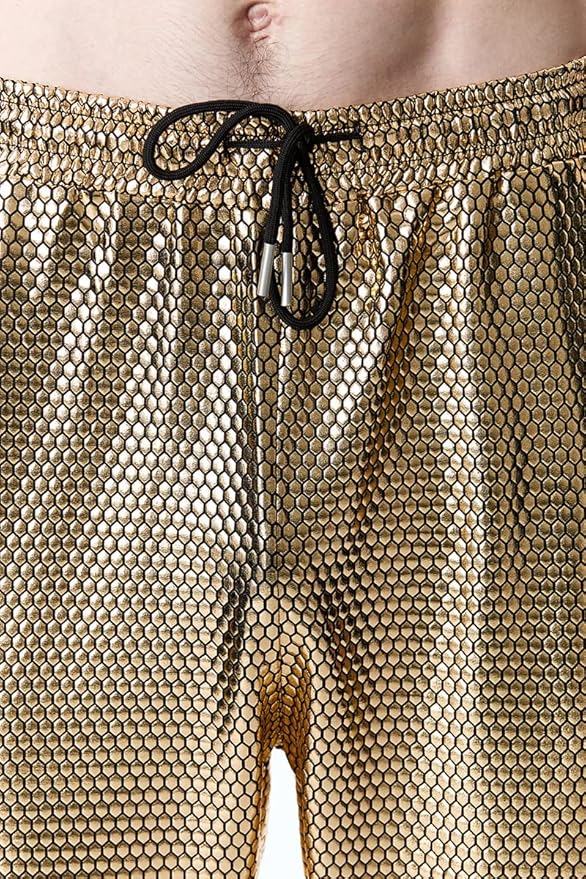 NewL Joggingbroek voor heren, zilveren glans, metallic, trainingsbroek, hiphopbroek, nachtclub, feest, festival, gala, streetwear, Zilver, M