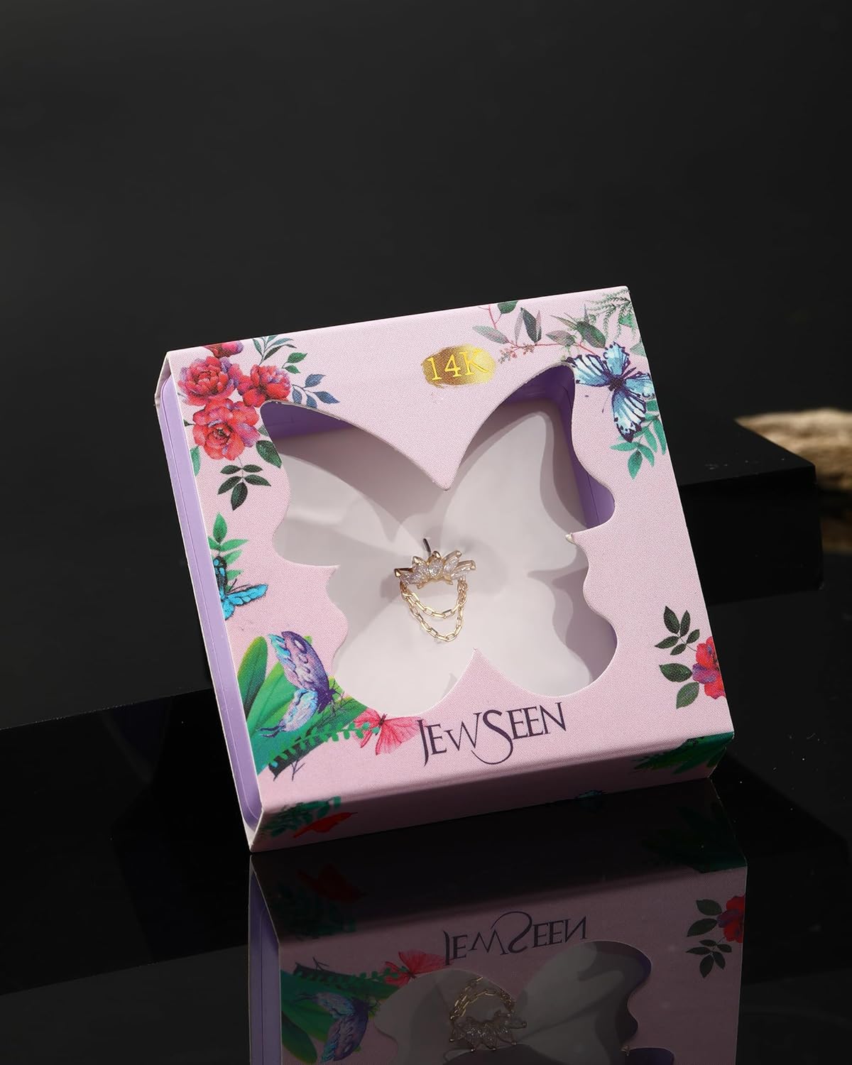 Jewseen 14K Gold Flat Back Stud Earrings Crown Cartilage Studs Top Push in Threadless Nose Lip Stud Titanium Chain Helix Conch Tragus Piercing Jewelry for Women Men - Image 6