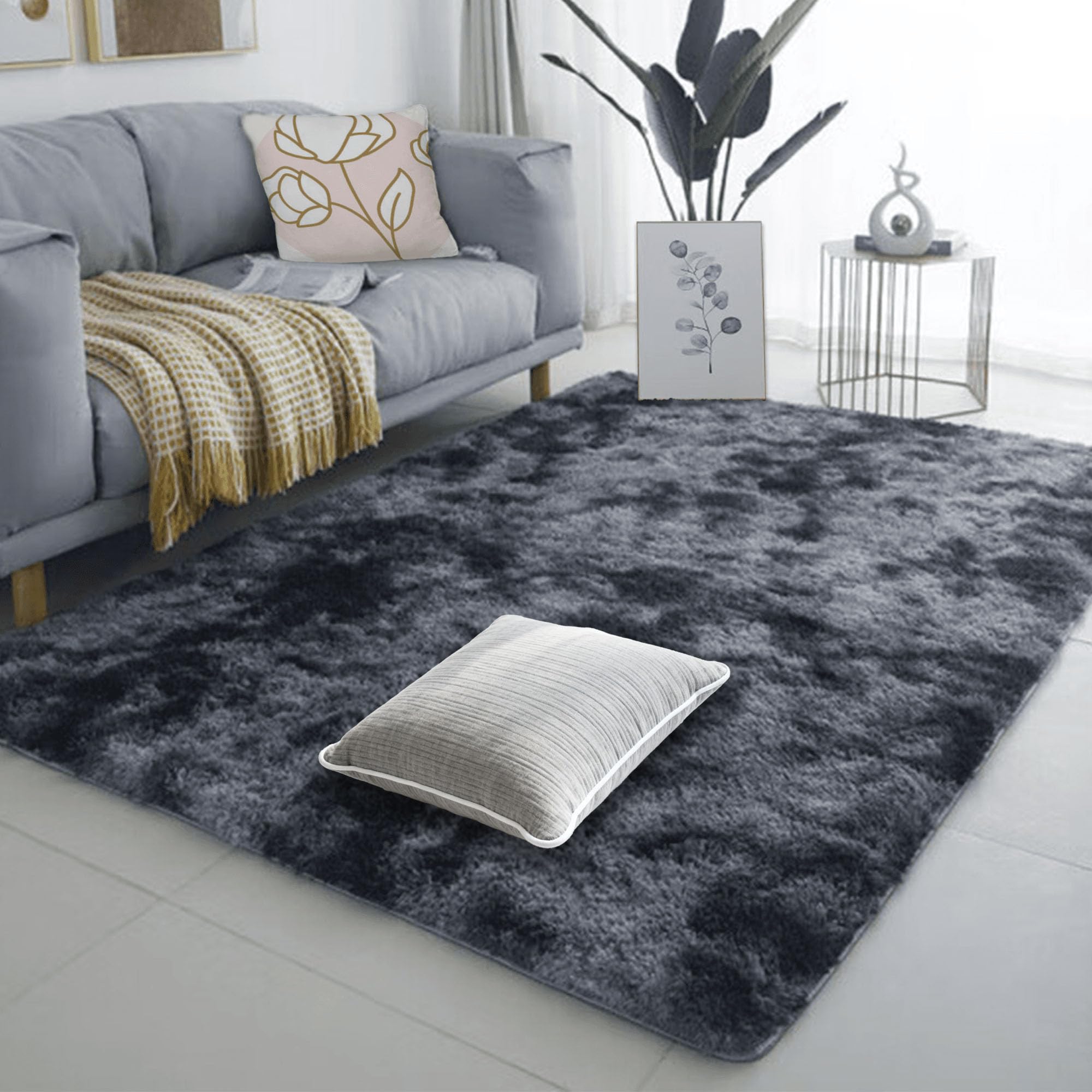 Tapis de salon moelleux 210x320cm avec dessous antidérapant sécurisé