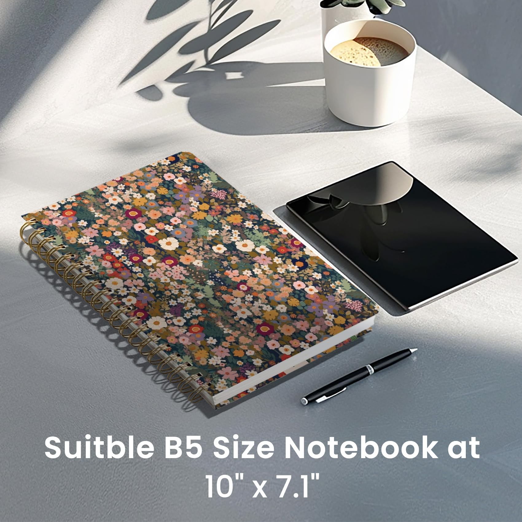 Cuaderno de espiral rayado para el trabajo, 300 páginas de grosor, B5 (7.1 x 10 pulgadas), diario universitario a rayas para mujeres y escritura, cuaderno de tapa dura para tomar notas, perfecto para