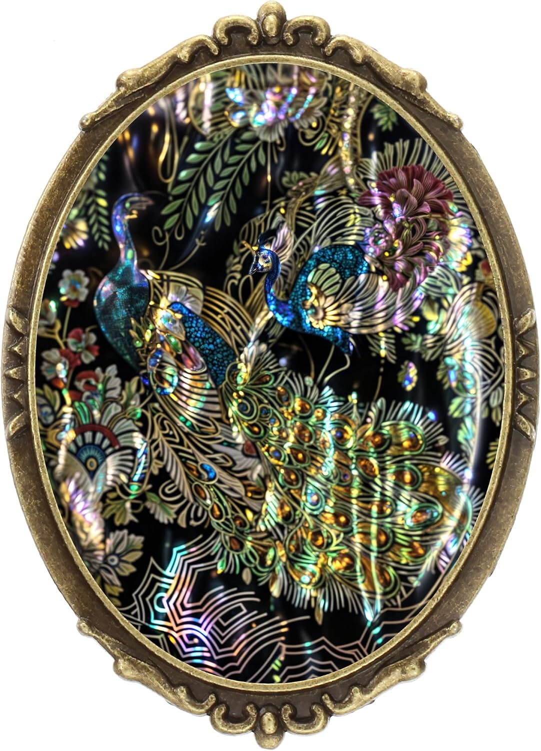 Yspace Hummingbird Brooch Pin Shield Decor Antique Brass Cameo Fashion Jewelry Pouch for Gift