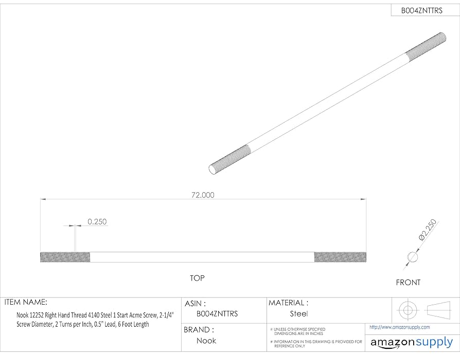 mikiページ Helix Linear 11222 Right Hand Thread 4140 Steel 1 Start Acme