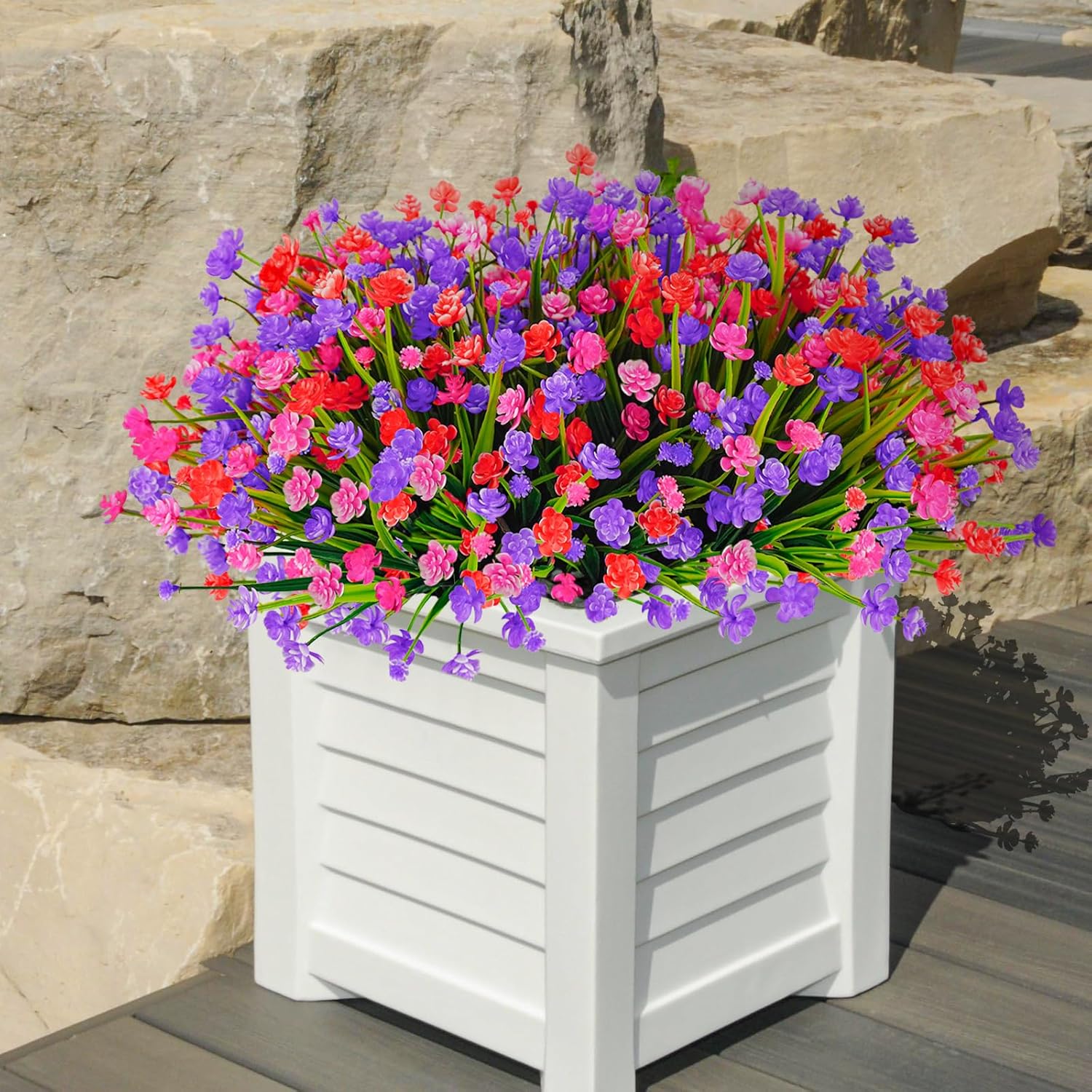 36 Pcs Artificial Flowers for Outdoors, UV Resistant Faux Plastic Plants, Fake Flowers for Hanging Planters, Window Boxes, Garden, Porch, Wedding Decor