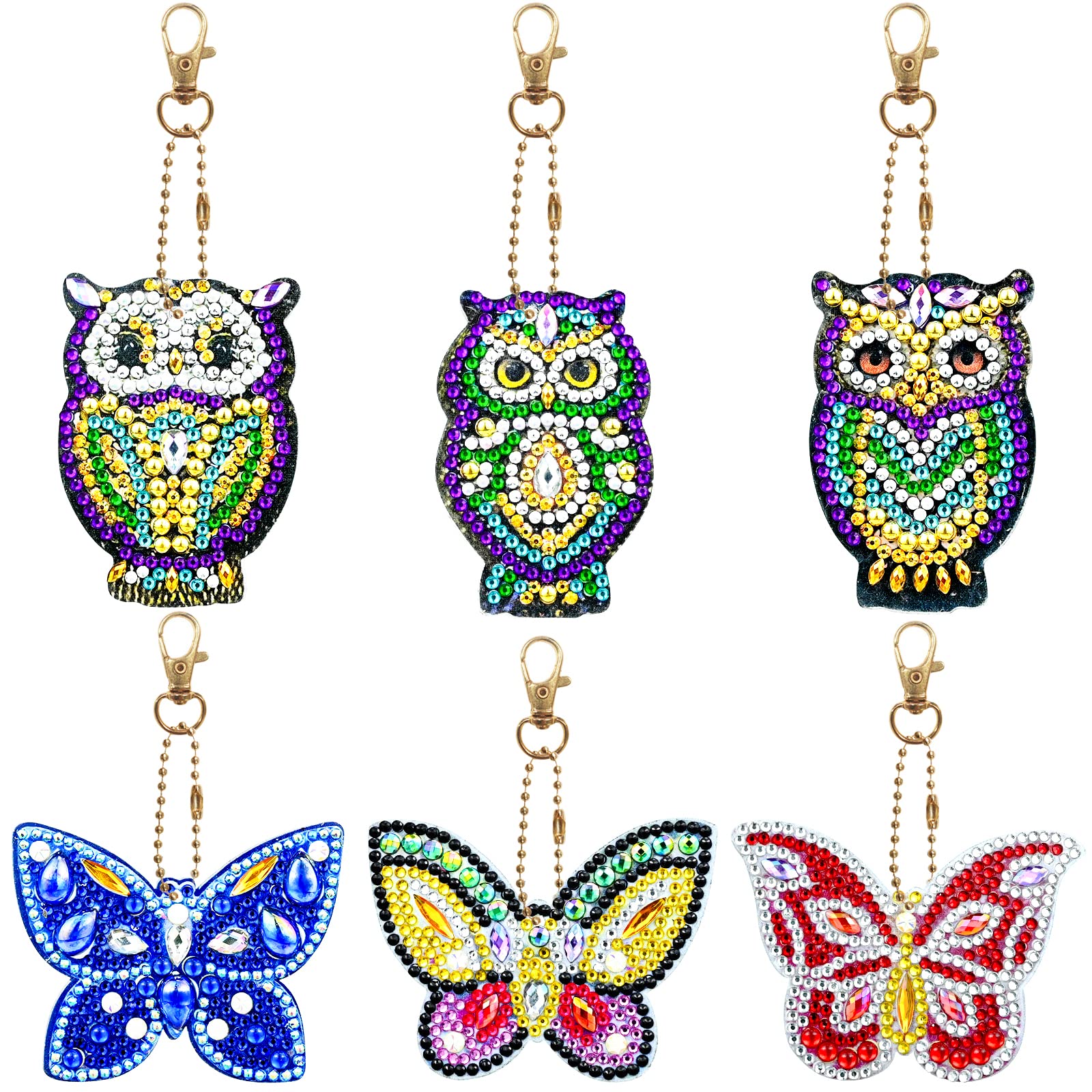 XunHe Diamond Painting Keyring, 5D DIY Cute Owl Diamond Art Keychain Kits,Double Side Full Drill Diamond Rhinestone Key Chains, Keyring Mosaic Making Crafts for Bag Purse Handbag Charms Pendant