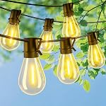 50FT Outdoor String Lights LED, S14 Shatterproof Bulbs (15+1), Waterproof Dimmable Patio Lights for Backyard, Porch, Garden - Connectable Commercial Grade