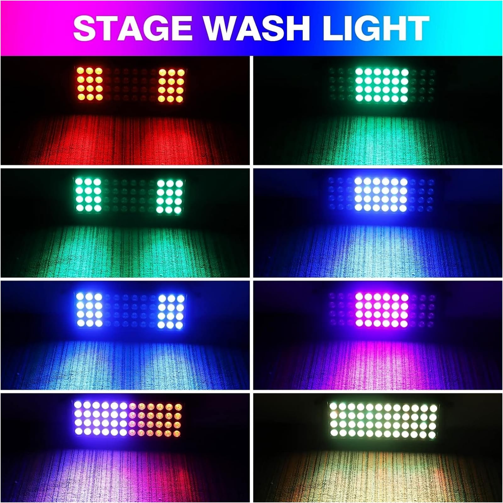Wallwasher Partylicht, 48 LEDs RGB 3 in 1 Bühnenlicht dmx512 DJ Licht Farbmischung Regenbogen Effekt Gebäudebeleuchtung Außenwandleuchte für Bar, Disco, Hochzeit, Party, Weihnachten