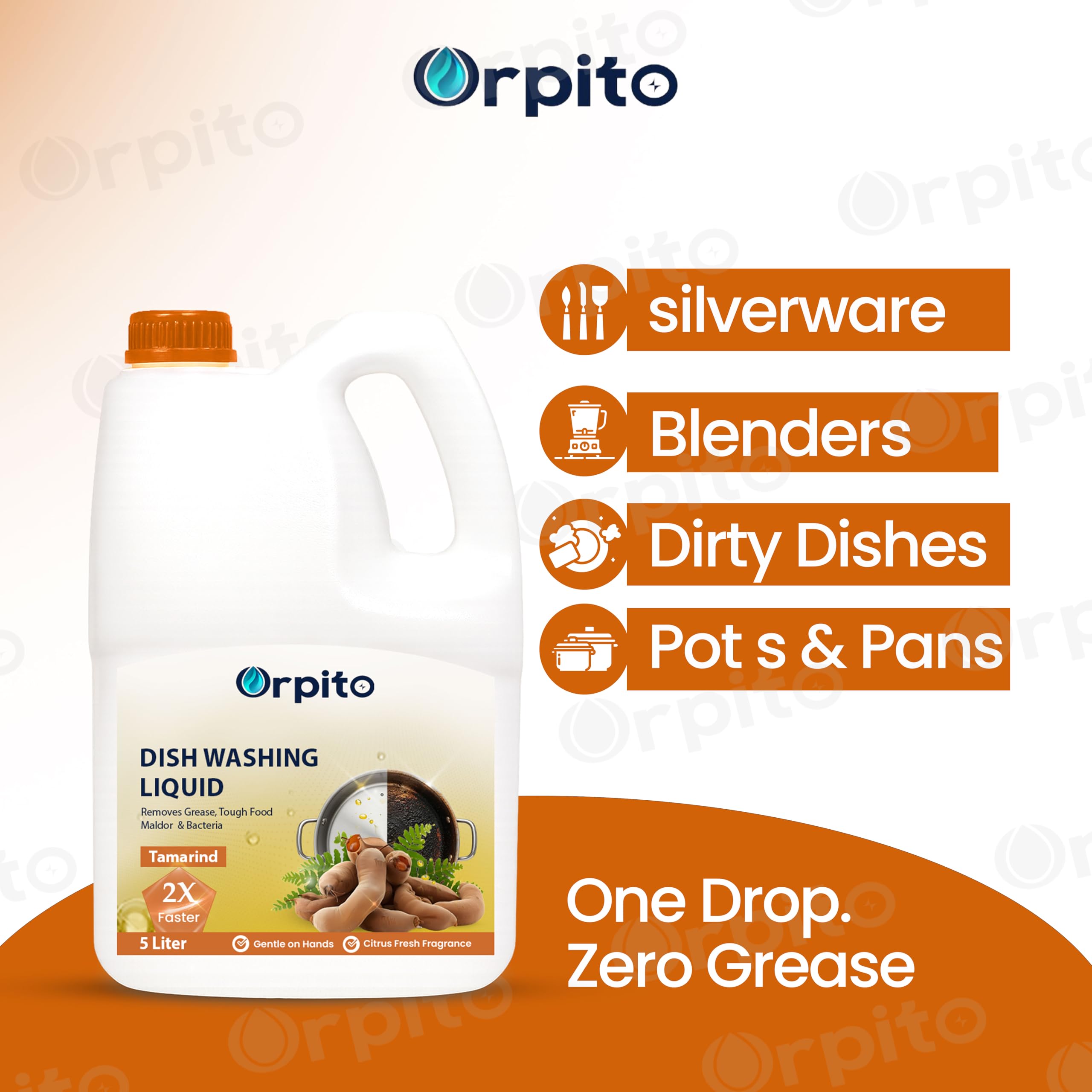 ORPITO Dishwash Gel Yellow Lemon & active salt, Refreshing, Antibacterial, Leaves no residue,Fast Cleaner for all types of Utensils, Dishwasher Liquid, Refill Can (5L) (1, MANGO YELLOW) 1
